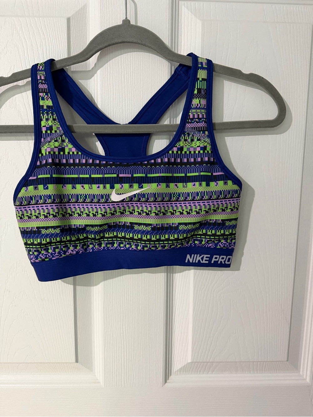Women's Blue Patterned Sports Bra